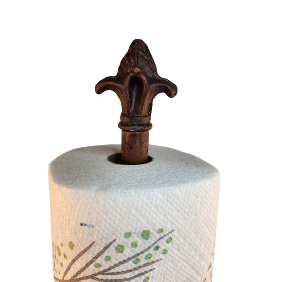 Metal Fleur De Lis Paper Towel Holder, Rustic Bronze Kitchen Stand, Decorative C - Picture 4 of 6